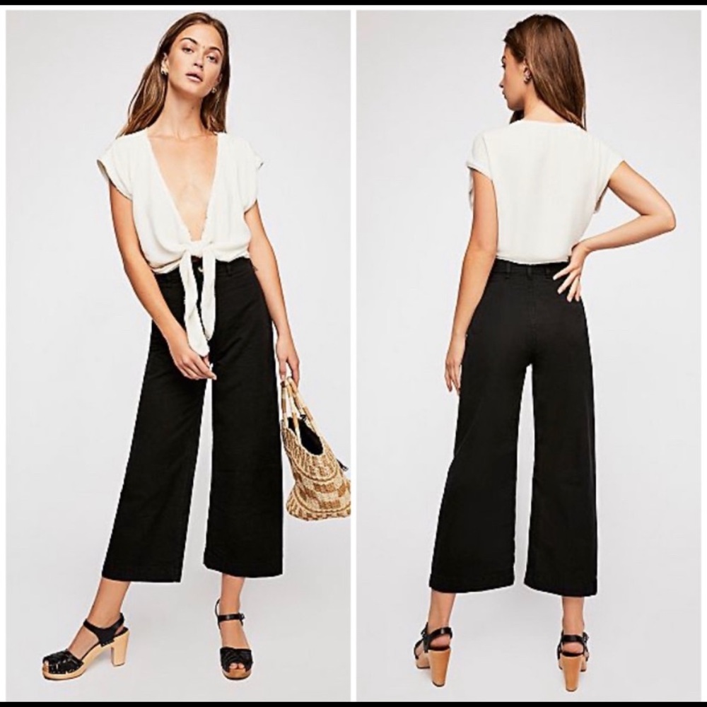 ❤️NWOT Free People Patti Pants Cropped Black Size 25